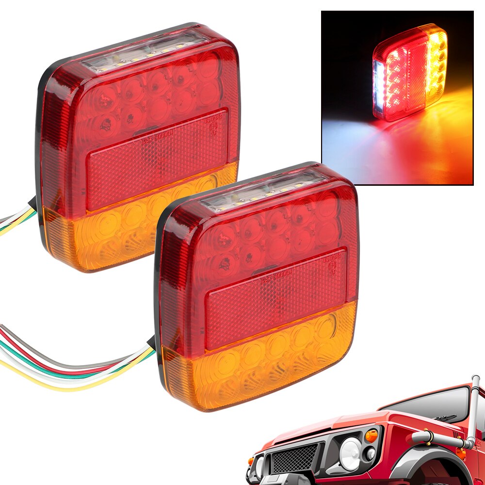 1 Pair 2pcs 12V Universal Car Lights LED Car Trailer Truck Taillight Brake Stop Turn Signal Light AS+ABS Shock Resistant