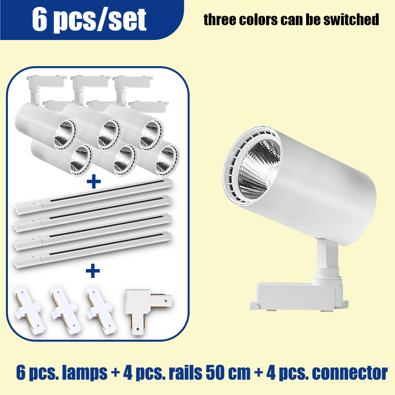 Led-railverlichtingsset, 110v rails, 3 kleuren, veranderbare plafond- en wandlampen, railspots, led-spots voor kledingwinkels