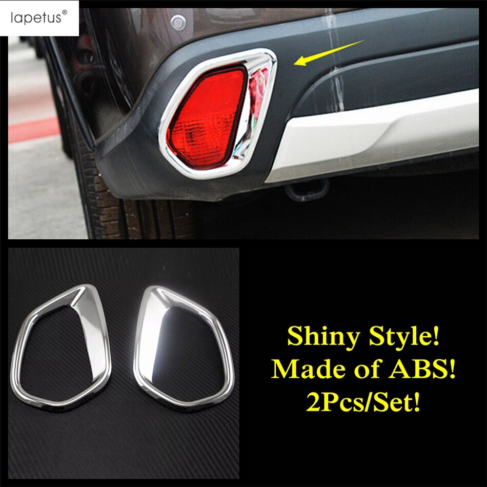 Lapetus Accessories For Mitsubishi Outlander - Front Head Fog Light Ring &amp; Rear Fog Lamp Molding Cover Kit Trim: Model B