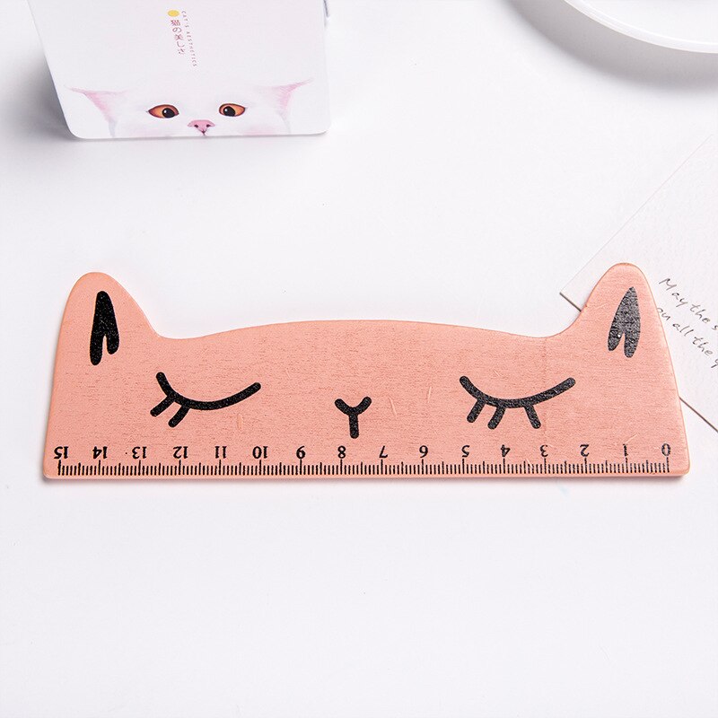 15cm Cute Kawaii Cat Wooden Ruler Parallel Measuri... – Grandado