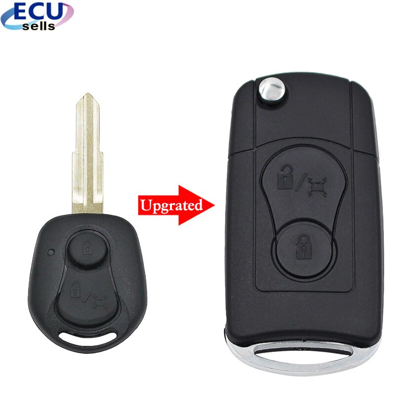 Coque de clé de voiture pliable à 2 boutons, pour SsangYong Actyon Kyron Rexton: Upgrated key shell