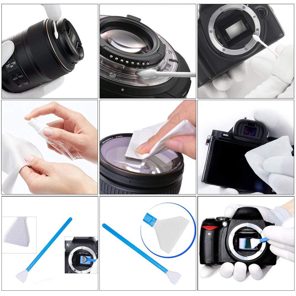 Camera Cleaning Kit Sensor Cleaning Kit with Air Blower Cleaning Swabs Cleaning Pen Cleaning Cloth for Most Camera Phone Laptop