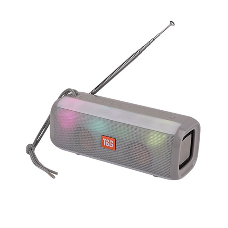 TG144 Draadloze Bluetooth Speaker & Fm Radio Led Flash Light Portable Luidspreker Draadloze Kolom Met Fm Antenne Som: gray