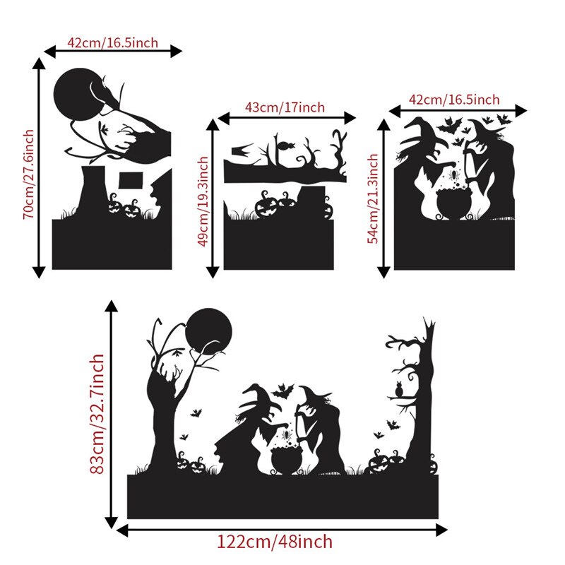 Window Wall Sticker Witch Wallpaper Halloween Wall Stickers Stickers Decoration Vinyl Decal Kid Room Home 3D