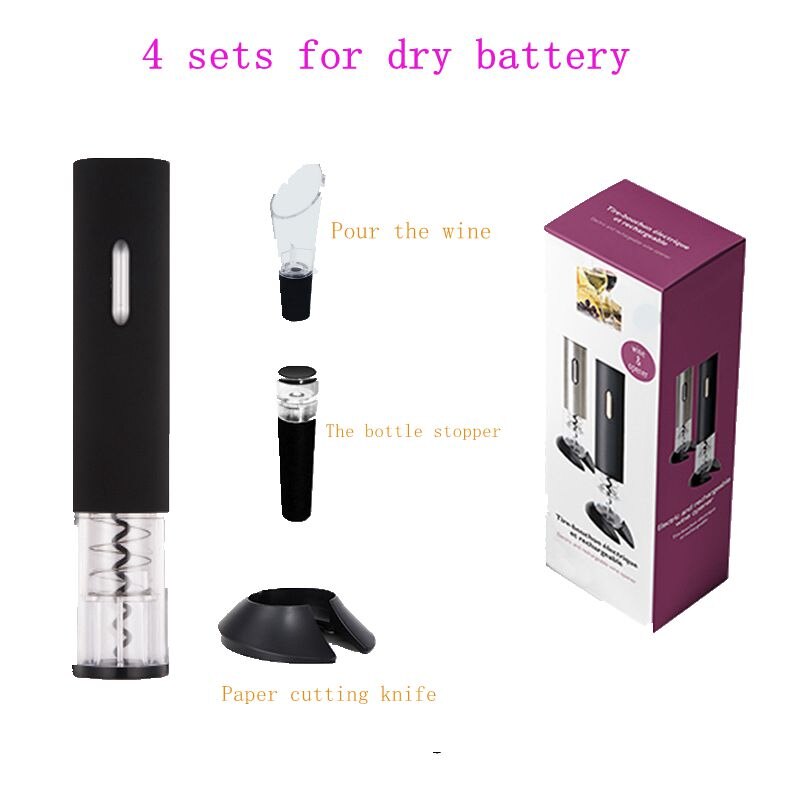 Dry Battery Electric Wine Opener Automatic Bottle Opener Corkscrew Red Wine Opener Foil Cutter Set for Kitchen Tool