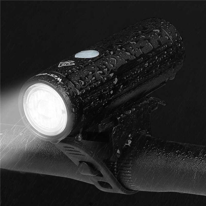 West Fietsen 2000Mah 350LM Fiets Licht Waterdicht Anti-Glare Mtb Fiets Lamp Usb Oplaadbare Led Fietsen Koplamp Achterlicht: Only Front Light