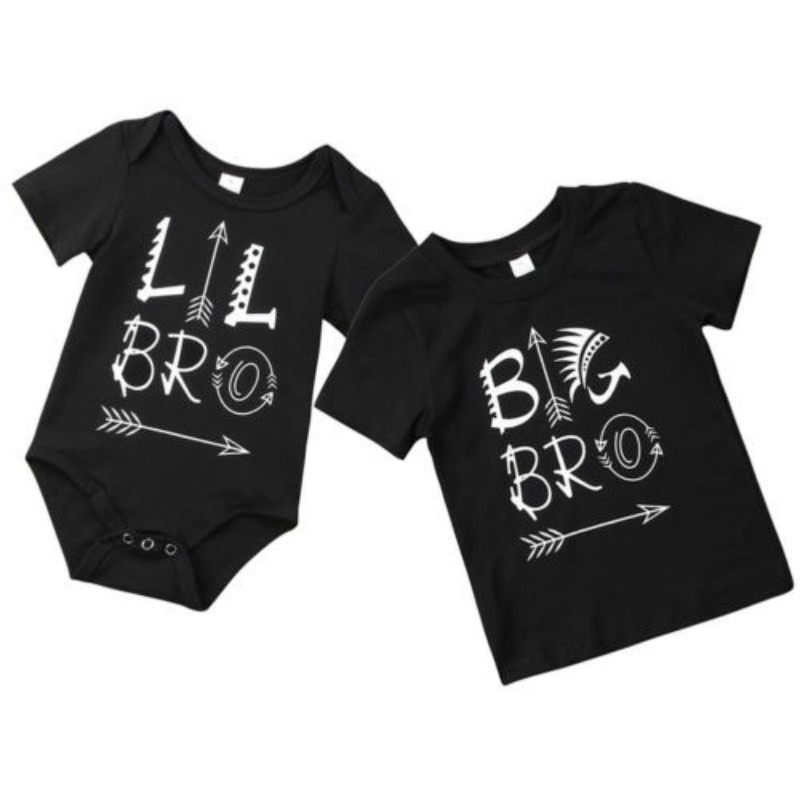 Mode Kinderen Baby Boy brief print Top Little/Grote Broer T-shirt Tee Katoenen Kleding