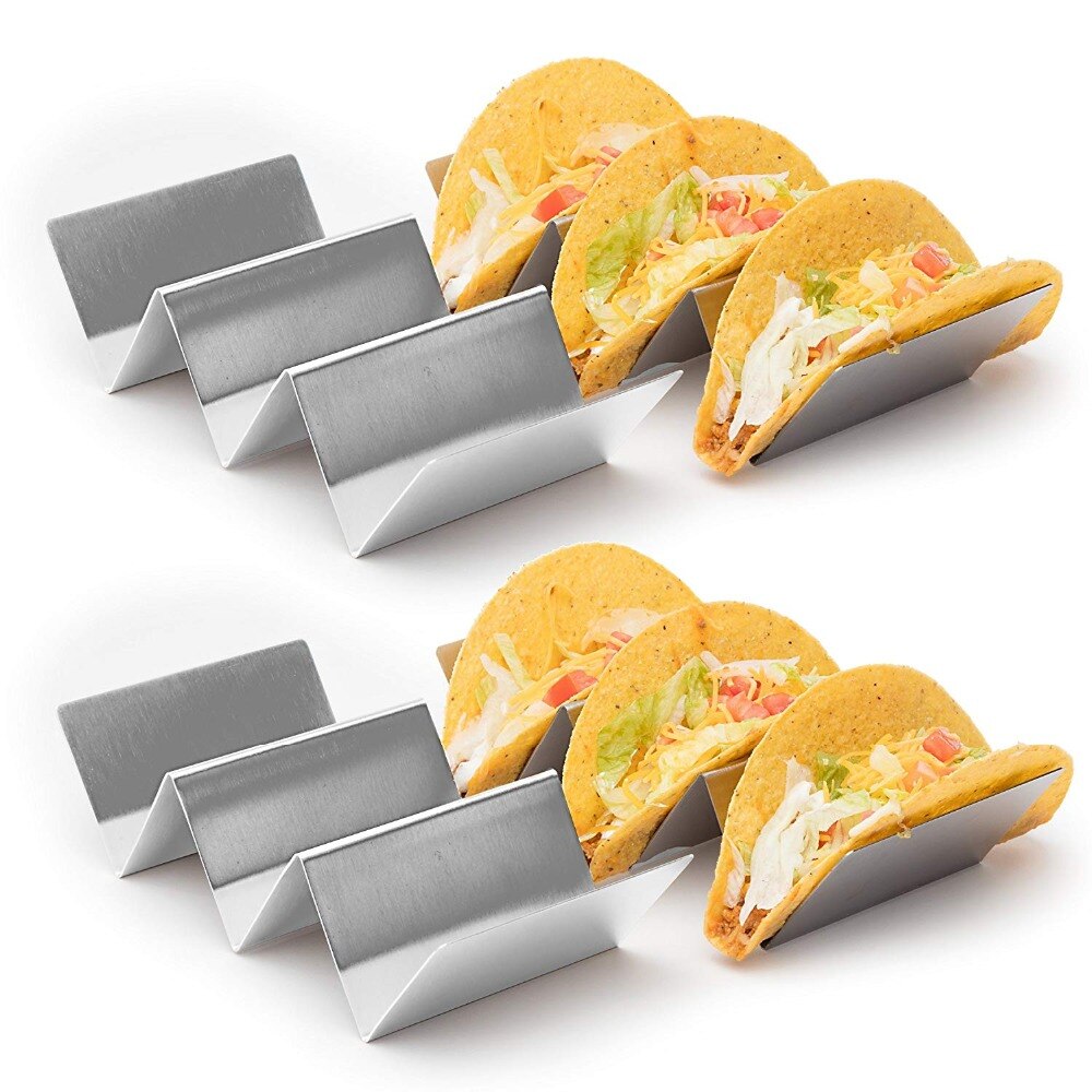 1PC Keuken Taco Holder Stand Rvs Taco Rekken Tortilla Houders Metalen Pannenkoek Taco Trays met Handvatten voor Grill oven