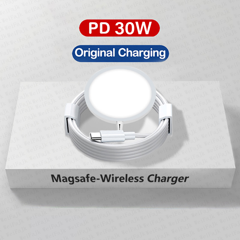 Apple Original Magsafe Wireless-Ladegerät für iPhone 16 15 14 13 12 11 Pro Max SE Mini X XS XR 8 Plus Schnell ladekabel Typ C Lightning: Silber