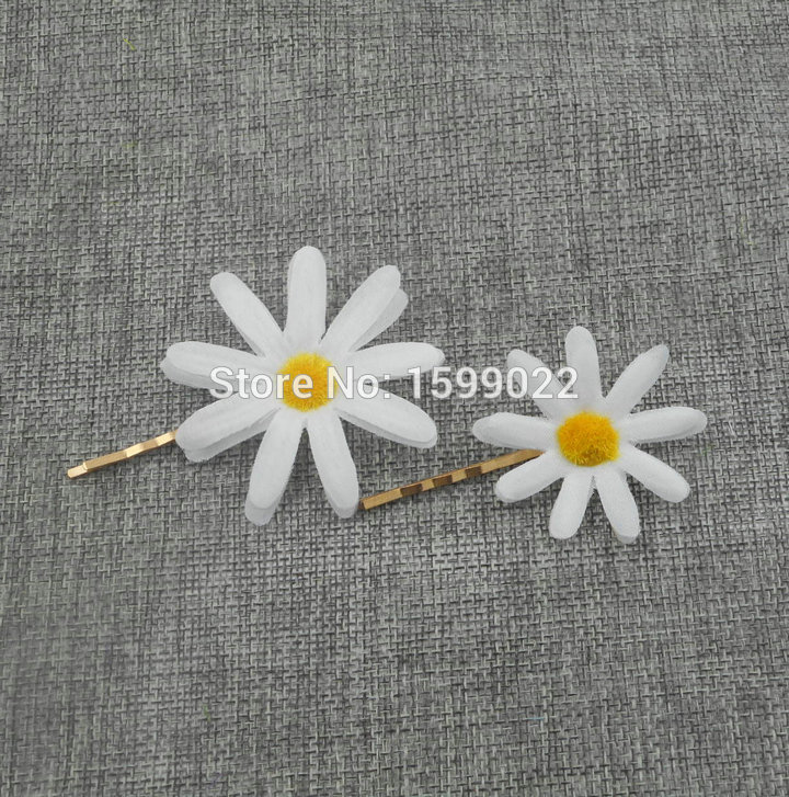 Fresh White Daisy Hair Pins Artificial Fabric Flowers Clips for Women Accessories Bride Jewelry Bridal Head Piece Party Headwear