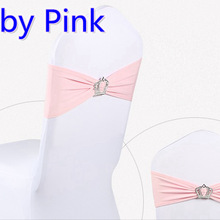 Baby roze kleur Kroon gesp lycra sjerp voor bruiloft stoelen decoratie spandex band stretch strikje lycra lint riem op