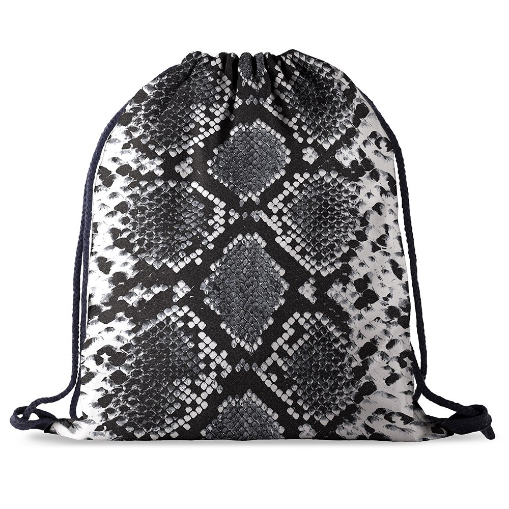 Bundel zak touw tas print slangenhuid patroon trekkoord rugzak dames heren dagelijks casual meisjes mochila knapzak vrouwelijk