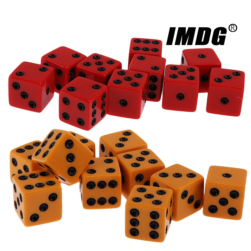 10 pz/pacco nuova resina dadi rosso 16mm punto nero angoli quadrati cubi di alta qualità Boutique gioco dadi