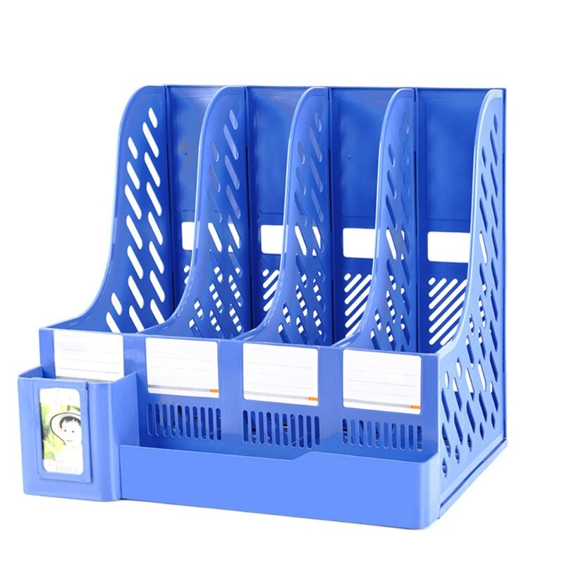 4-layer Vertical File Holder Document Organizer Box Ideal for School Office Desk K5DB: Classic blue