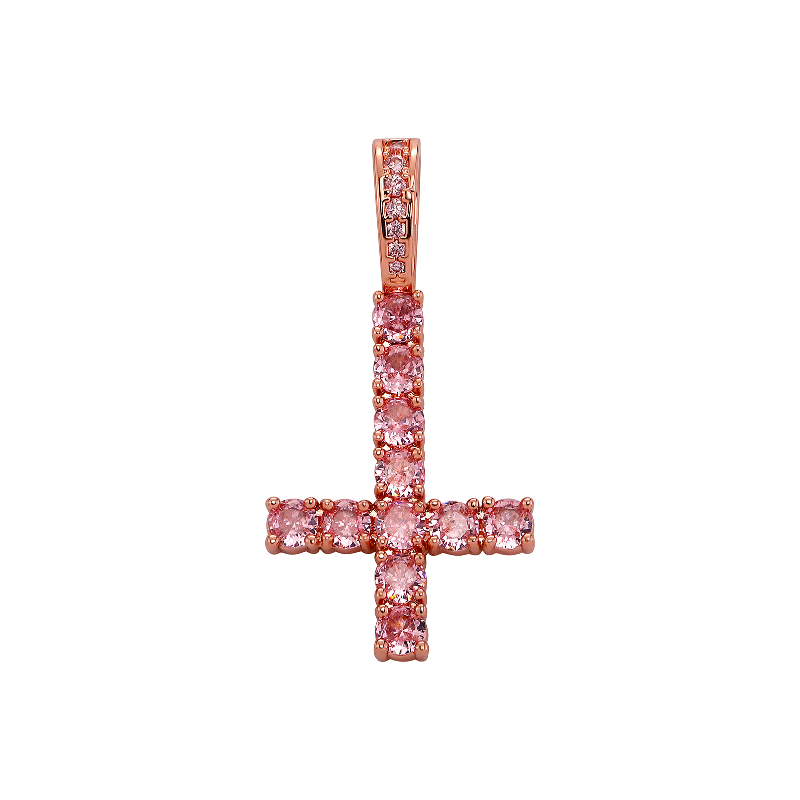 TOPGRILLZ Neue Auf Den Kopf KREUZ Anhänger Iced Out Zirkonia männer Halskette Hip Hop Schmuck Für: 50cm / Rost rot