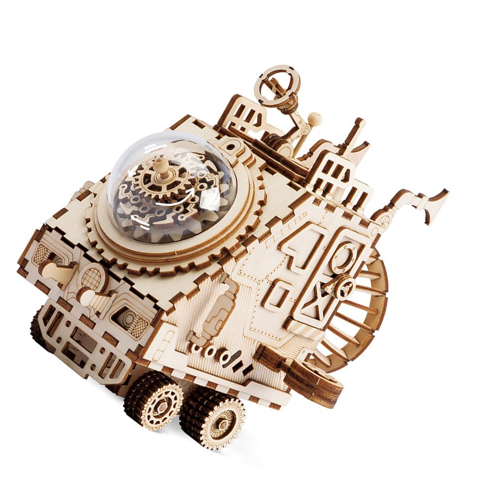 Diy Children'S 4D Wooden Music Box Mechanical Music Box Home Decoration Star Space Exploration Spacecraft Crafts