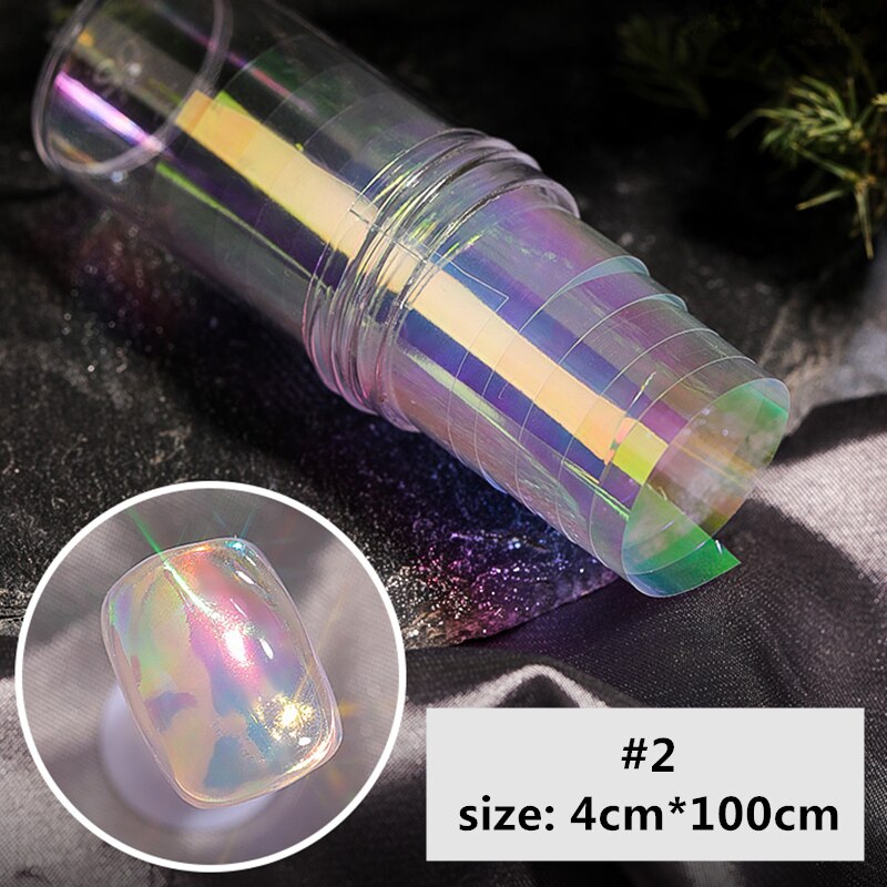 Papel de celofán para decoración de manicura, lámina de vidrio Aurora de 100CM, de tendencia de uñas coreanas, cubitos de hielo: 2