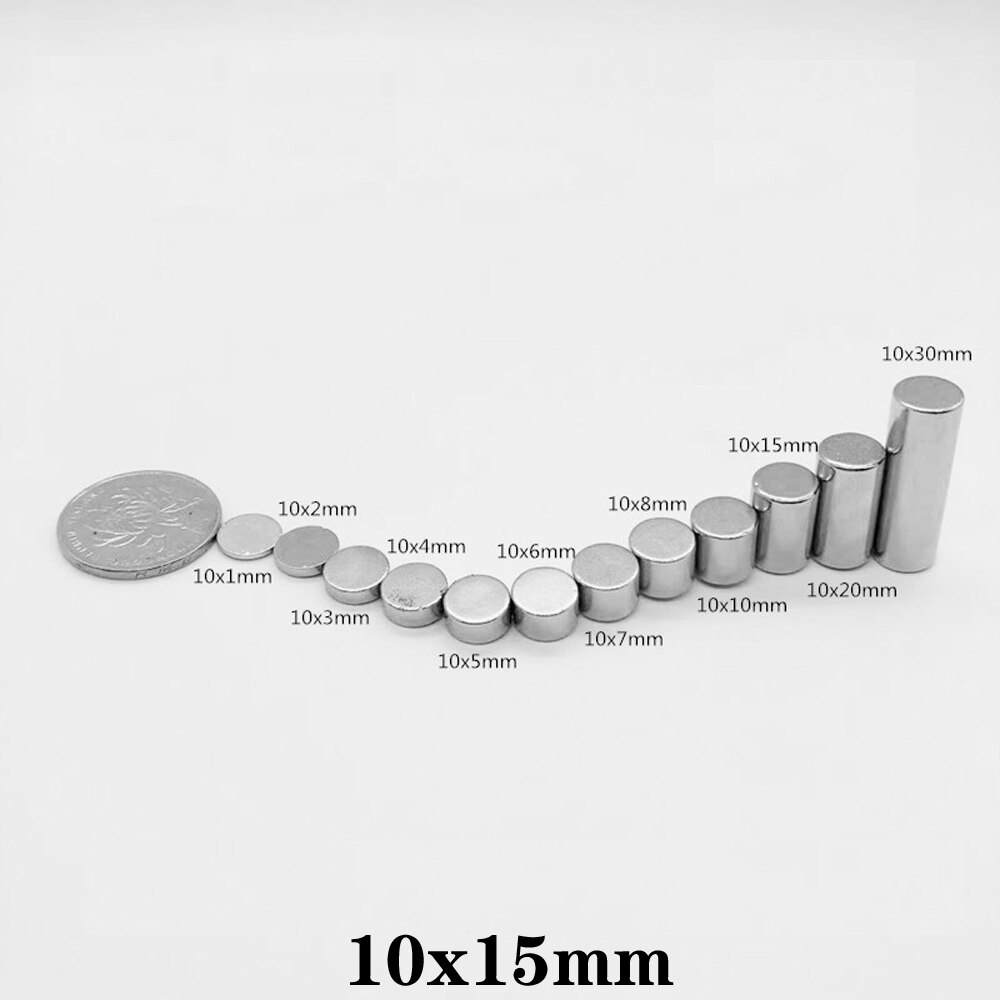 2/5/10/20/30/50 stk 10 x 15 mm neodym stærk magnet 10 mmx 15mm permanent rund magnet 10 x 15mm kraftige magnetiske magneter 10*15