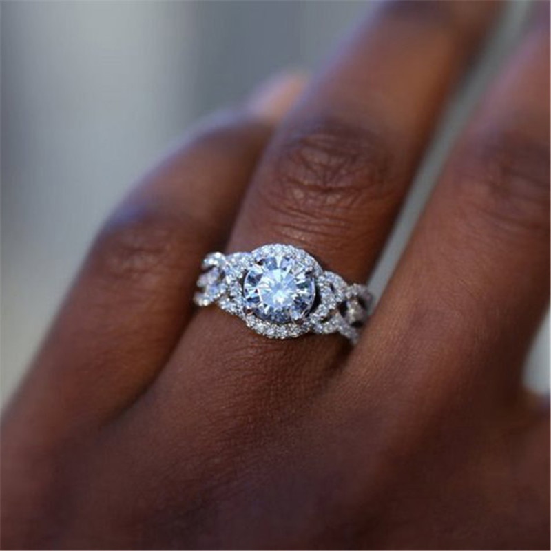 Modyle Women White Gold Tone Wedding Ring Full Zircon Female Delicated Engagement Rings Jewelry Trendy