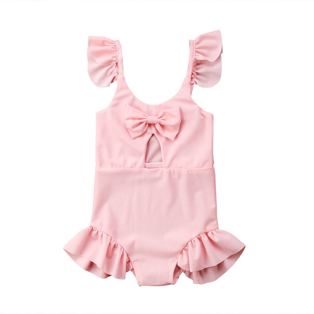 Pink toddler kids baby girl flæser ærmeløs bowknot svømning badedragt badedragt 1-6y