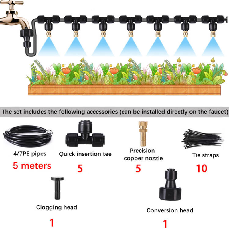 5-20m Garten bewässerungs System Nebel düsen Bewässerungs einstellen Automatisches Sprühnebel-Bewässerungs System mit pe Schlauch anschluss: Weiß
