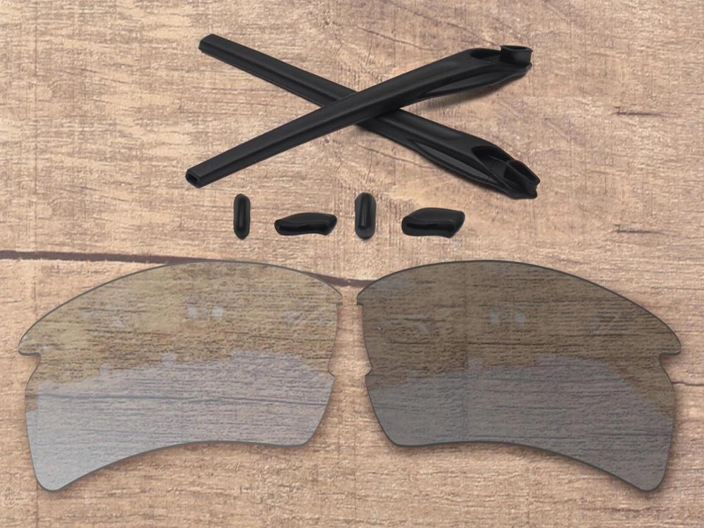 Vonxyz 20 + opções de cores polarizadas lentes de substituição & nariz almofadas orelha meias de borracha kit para-oakley flak 2.0 xl oo9188 quadro: Grey Photochromic