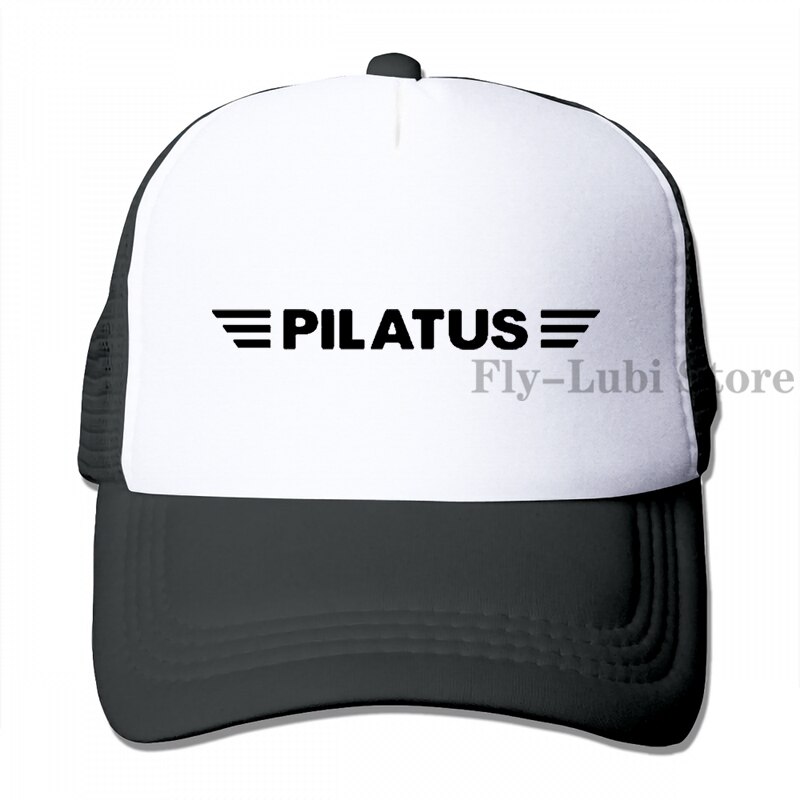 Pilatus-gorra de béisbol de aviación para hombre y mujer, gorro de camionero ajustable a la: 3-Black