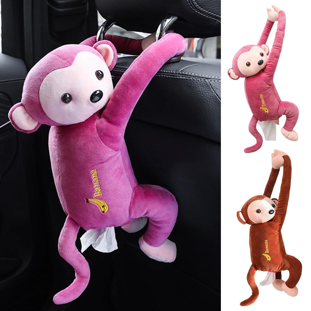Lovely Portable Monkey Tissue Box Home Office Auto Automobile Car Tissue Box Cover Napkin Paper Holders Cases Car Organization