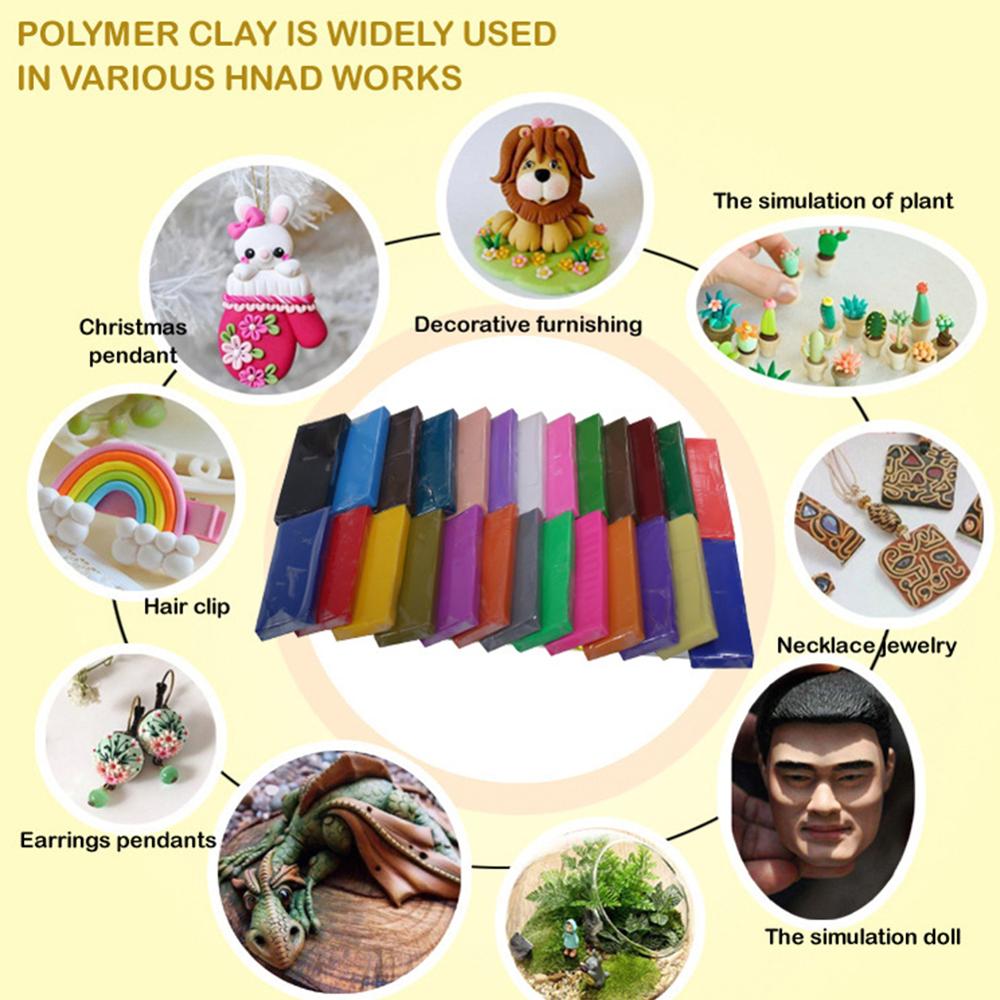 55 stk/sæt diy polymer ler 24 farver polymer ler diy smykker soft molding craft lerblokke fødselsdag til børn
