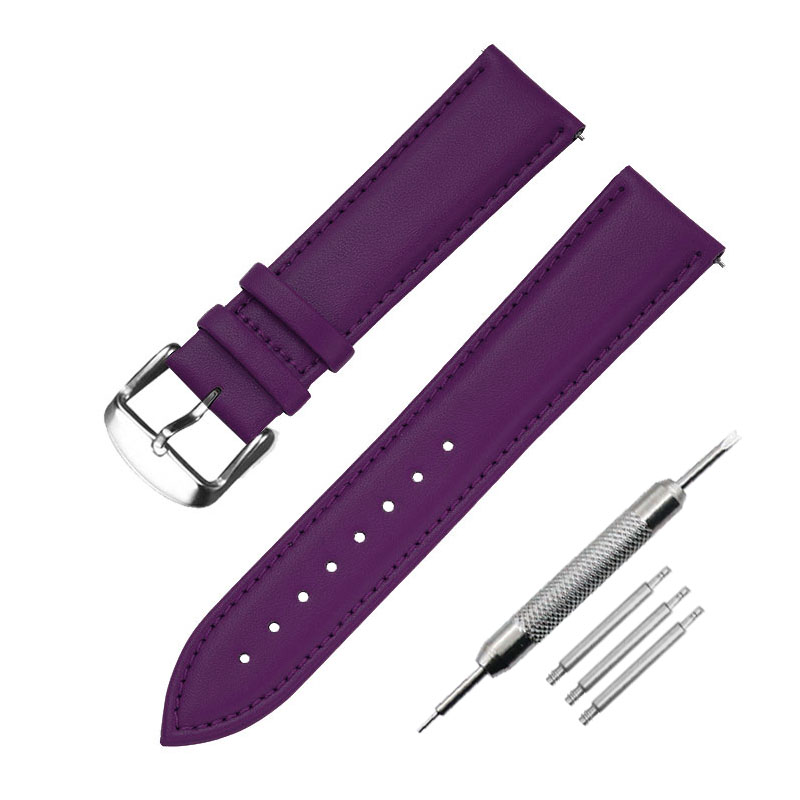 Soft Watch strap 8mm 10mm 12mm 14mm 16mm 18mm 20mm 22mm 24mm Men leather Women Watch band Part Purple Green Blue: PURPLE / 22mm