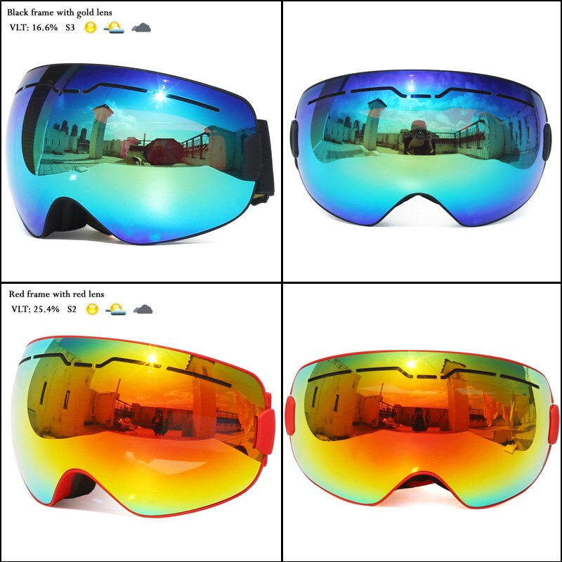 Uv400 anti-condens skibrillen met dubbele laag, grote lenzen, skibrillen met grote frame, sneeuwbrillen voor mannen, snowboardbrillen met spiegelcoating
