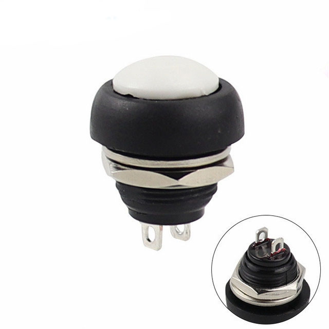 1PCS 12mm Self-Recovery PBS-33B Mini Push Button Switch, 2Pin 1A Momentary Waterproof Reset Push Button: SKY BLUE