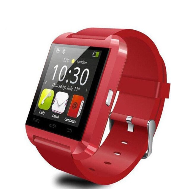 U8 Bluetooth Smart Horloge Mannen Vrouwen Stappenteller Touch Screen Sport Intelligente Horloge Telefoon Smartwatch Voor Android Ios Met Doos: Rood