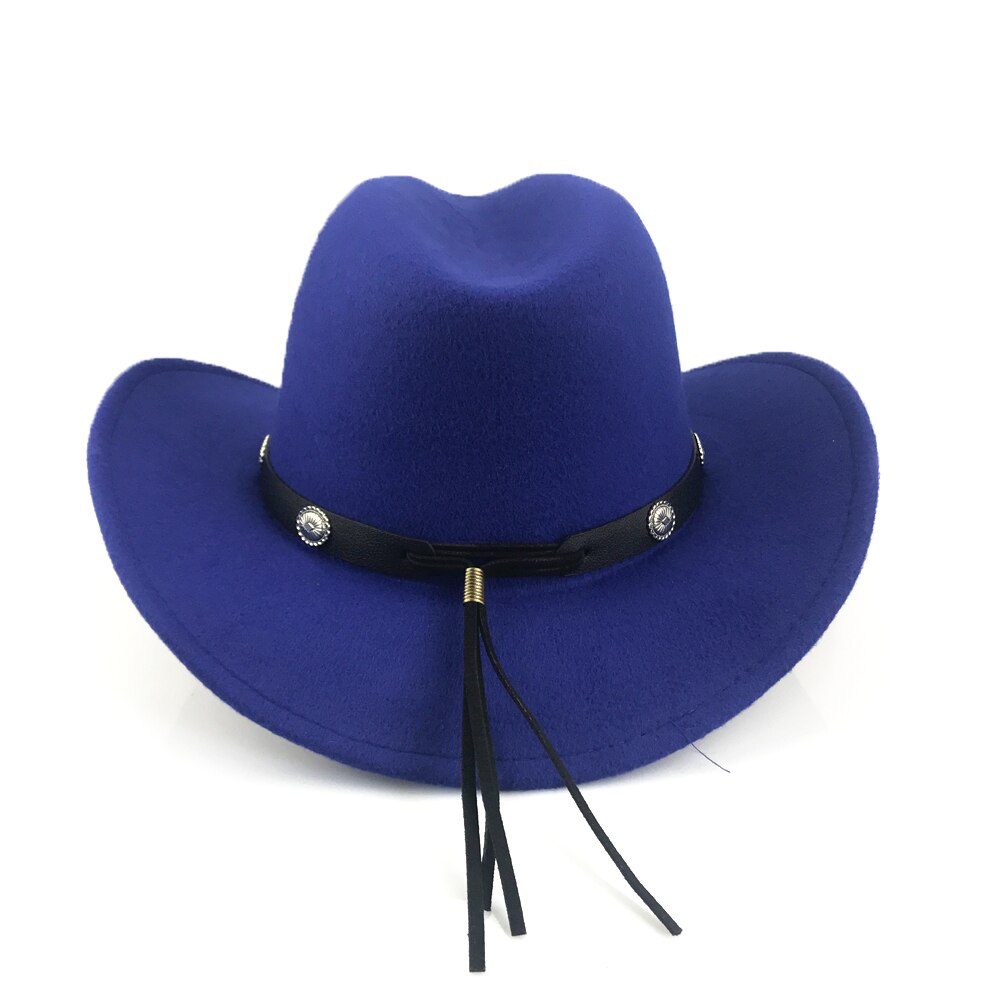 YY-gorra clásica de vaquero occidental para hombre y mujer, sombrero con cinturón de cuero pu, gorros de Jazz para vaquera, 9 colores, CB20070