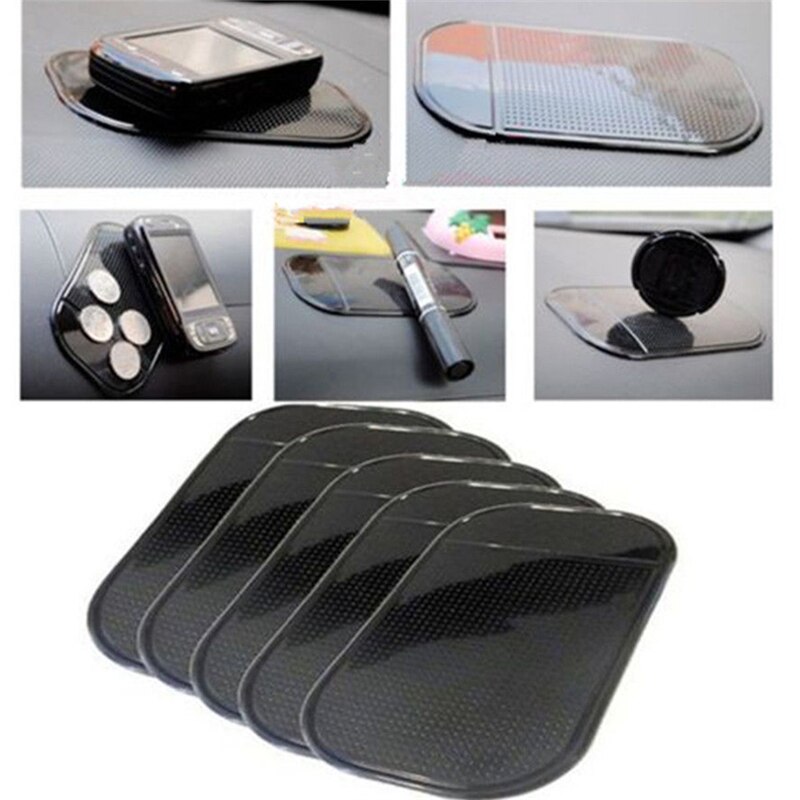 Universal Anti-Slip Car Dashboard Mat Sticky Pad – For Phone, GPS, Sunglasses – Black Silicone, Washable & Reusable