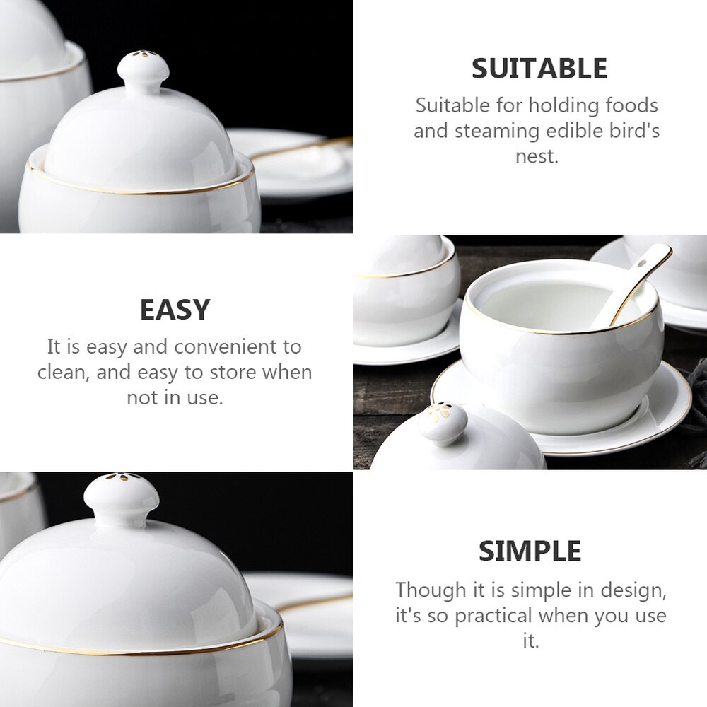 1 Set Ceramic Stew Pot Practical Steam Soup Pot Bowl Ceramic Bowl Small Soup Pot