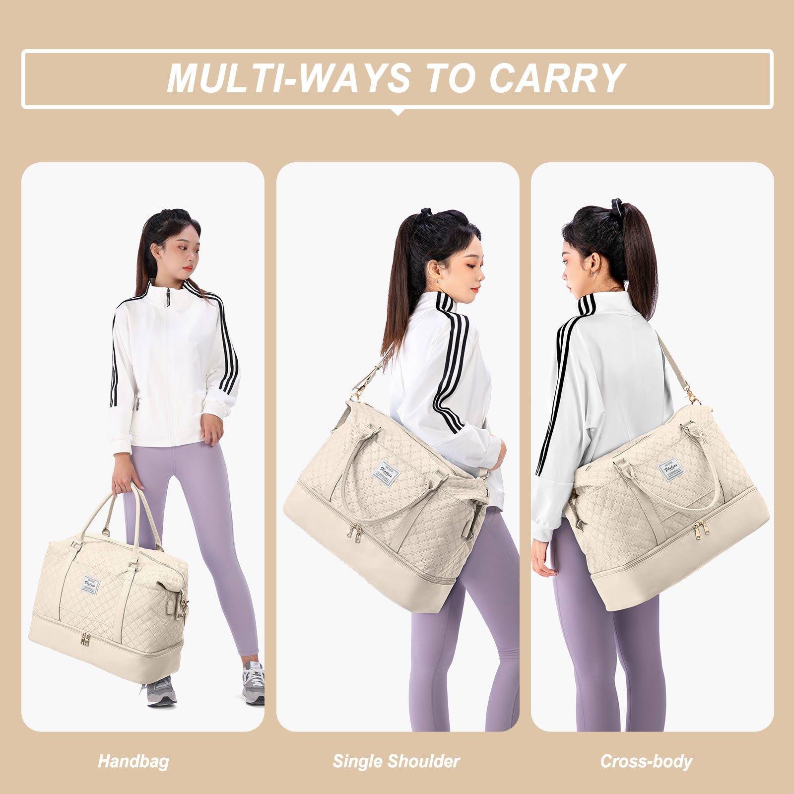 Reis Plunjezak, Sporttas Sporttas, Schouderweekendtassen Voor Dames Met Trolleymouw, Opvouwbare Handbagage Tas