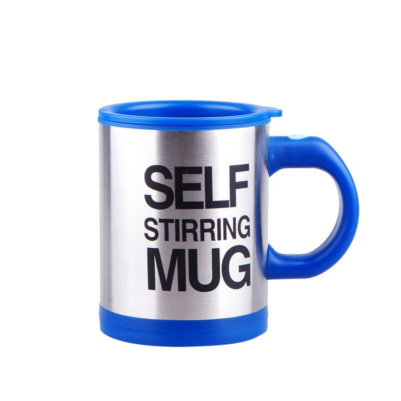 Taza de café de mezcla automática de leche de 400ml tazas de acero inoxidable inteligente taza de mezcla de jugo de acero inoxidable taza de acero: Azul oscuro