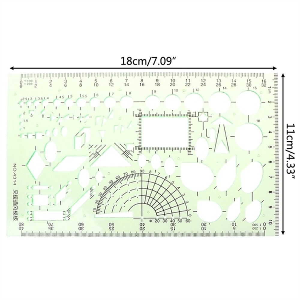 17 Styles Rulers Green Plastic Circles Geometric Template Ruler Stencil Measuring Tool Stationery Students Drawing Curve Ruler: Navy Blue