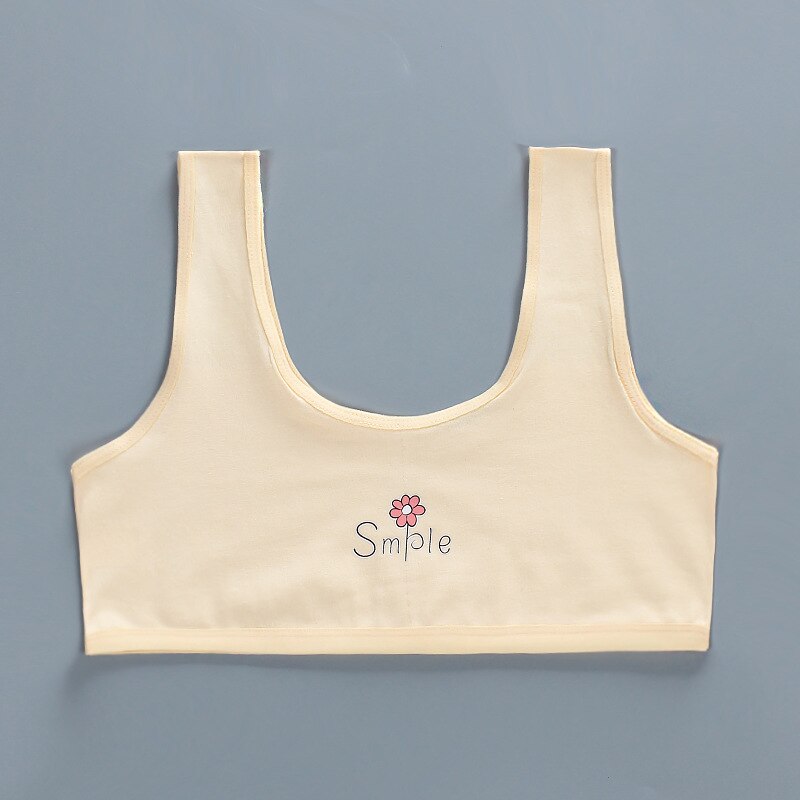 5 pz/lotto ragazze Lingerie adolescenti cotone allenamento reggiseno biancheria intima doppio strato Anti Bump Vest mezze parti superiori vestiti Junior senza coppa Tee: 5pcs Skin color