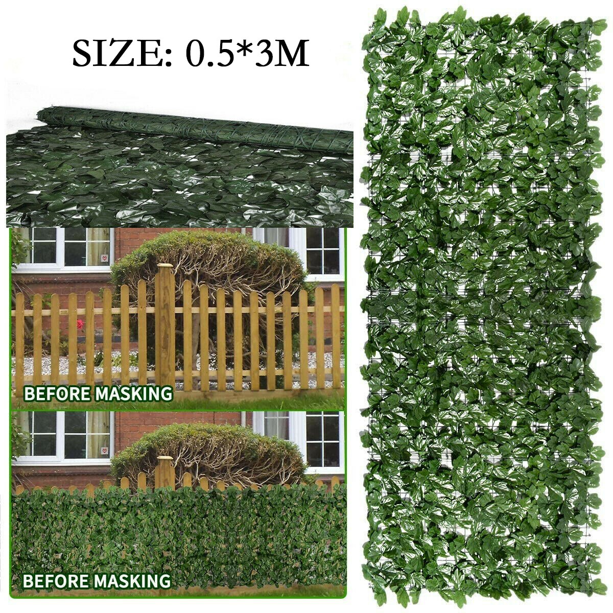 1m/3m kunstige bladhæk ivy hæk have dekorativt hegn altan privatliv vægbeklædning alt til havedekorationen