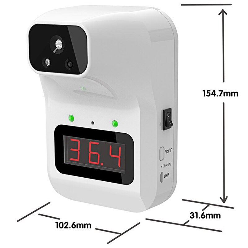 Botique-vægmonteret  k3 plus digitalt infrarødt termometer berøringsfri kropstermometer lcd display kontor metro indkøbscenter brug