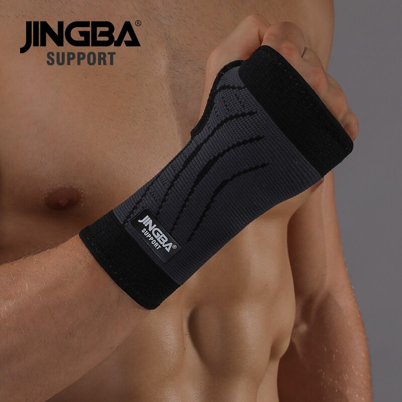 Jingba Ondersteuning 1 Pcs Gewichtheffen Polsbanden Ondersteuning Beschermende + Pols Brace Joint Protector Boksen Hand Wraps: Black / L-XL