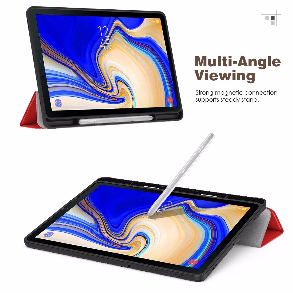 Moko-hoesje voor samsung galaxy tab  s4 10.5 met s-penhouder, zachte tpu ultraslanke drievoudige smart stand-hoes met automatische wake/sleep