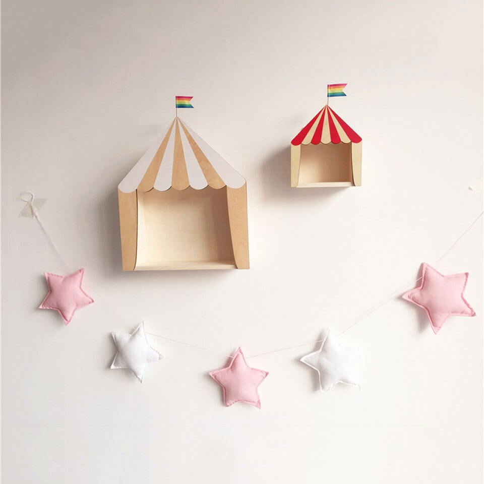 Nordique bébé chambre décoration tenture murale ornements à la main pépinière lune étoile guirlandes fille chambre décor Photo accessoires
