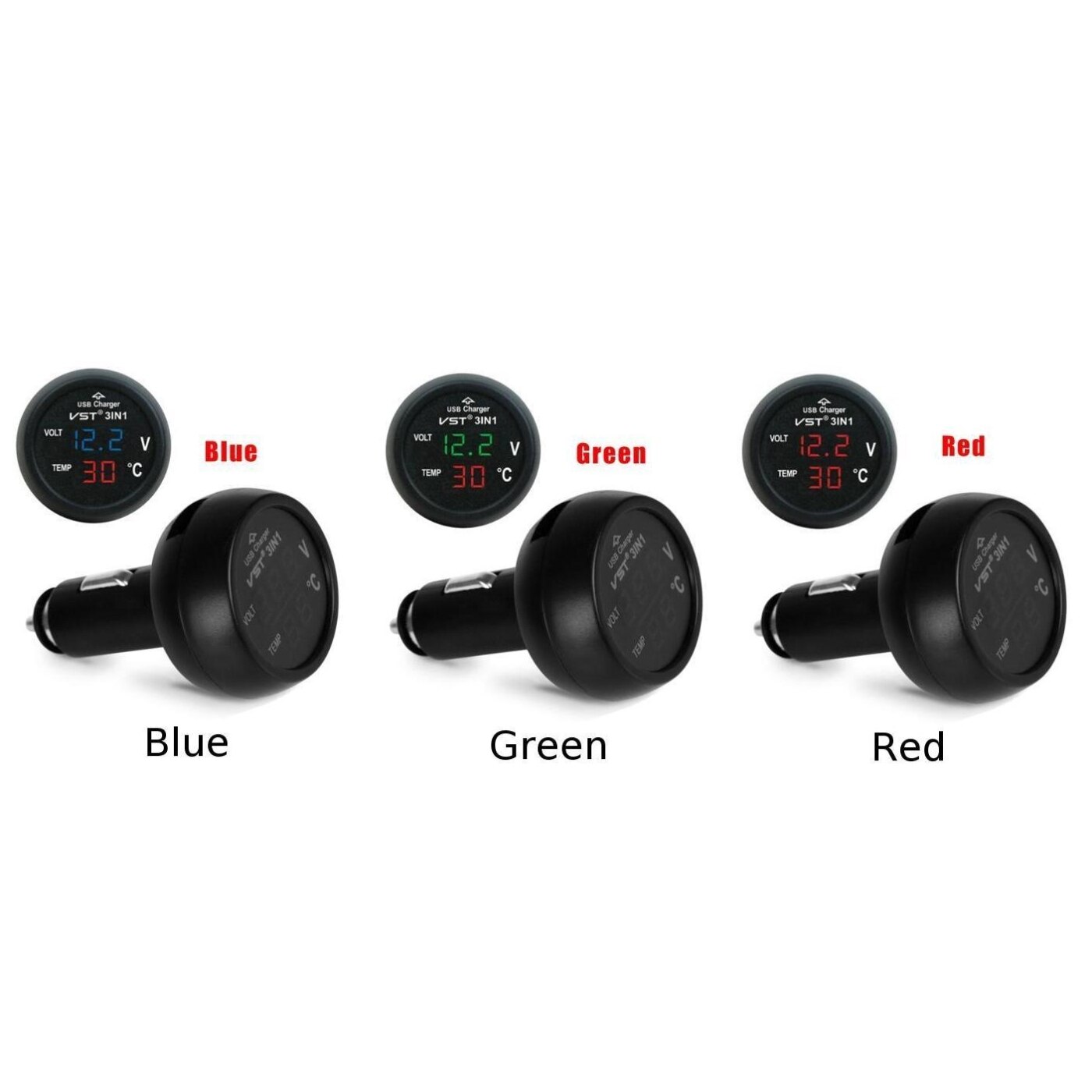 Accessoires Auto Voltmeter Thermometer Usb Lader Multifunctionele Auto Led Thermometer Usb Lader Universele Digitale