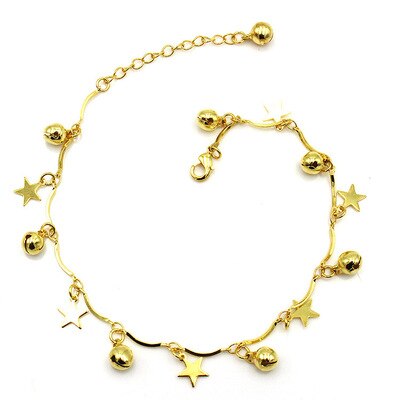 Bohemian Gold Bell Anklets for Women Charm Leg Bracelet Jewellery for Female Ankle Bracelet Cheville Femme: 192-4- stars