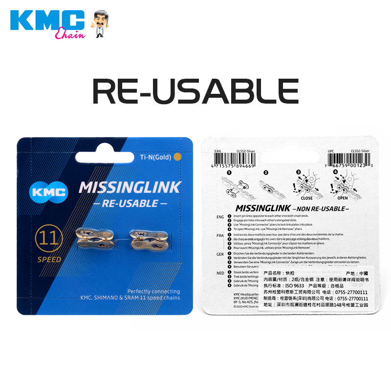 2 Pairs KMC Chain Missing Link 6/7/8/9/10/11 Speed Silver Gold Color Reusable Chain Magic Clasp Bicycle Chain Repair Parts