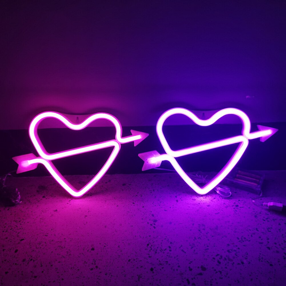 LED Néon Coeur Flèche Forme Arc-En-Ciel Coloré Néon Signe Tenture murale Lampe De Nuit pour La Fête À La Maison De De Festival De Mariage Déco