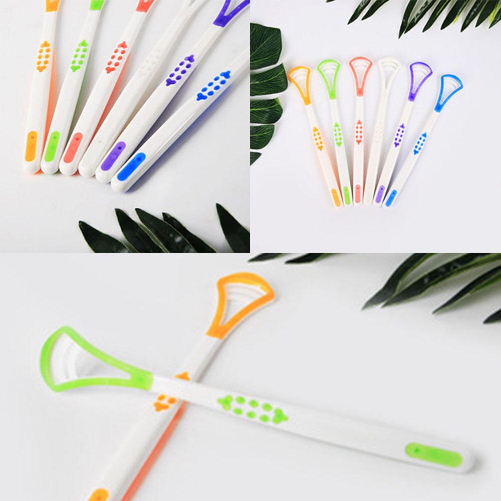 6 Colors Tongue Scraper Tongue Cleaner Handle Tongue brush Plastic Scraper Tounge Oral Mouth Hygiene Dental Care